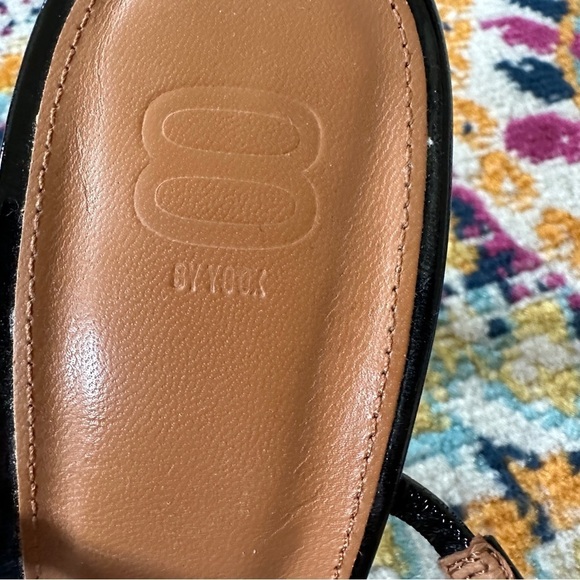 8 by YOOX Patent Leather Square Toe Sandals High Heels in Black Size 40 US 10 - Picture 4 of 9